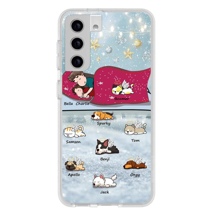 Custom Personalized Couple With Pet Phone Case - Upto 8 Pets - Best Gift For Dog/ Cat Lover - Case For Iphone And Samsung