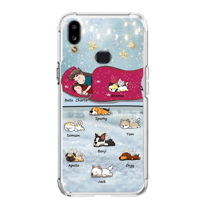 Custom Personalized Couple With Pet Phone Case - Upto 8 Pets - Best Gift For Dog/ Cat Lover - Case For Iphone And Samsung