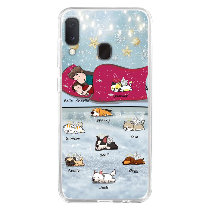 Custom Personalized Couple With Pet Phone Case - Upto 8 Pets - Best Gift For Dog/ Cat Lover - Case For Iphone And Samsung