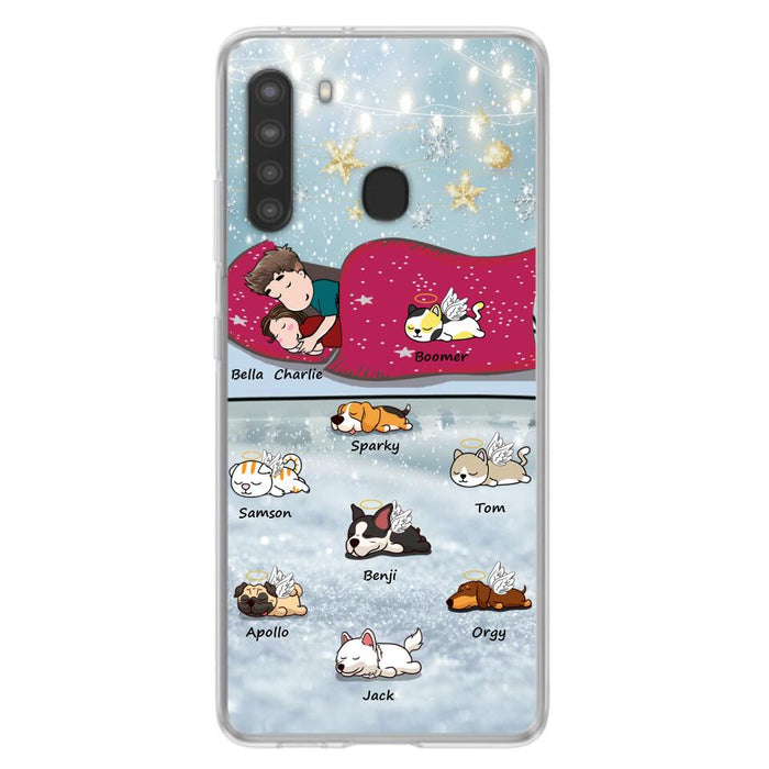 Custom Personalized Couple With Pet Phone Case - Upto 8 Pets - Best Gift For Dog/ Cat Lover - Case For Iphone And Samsung