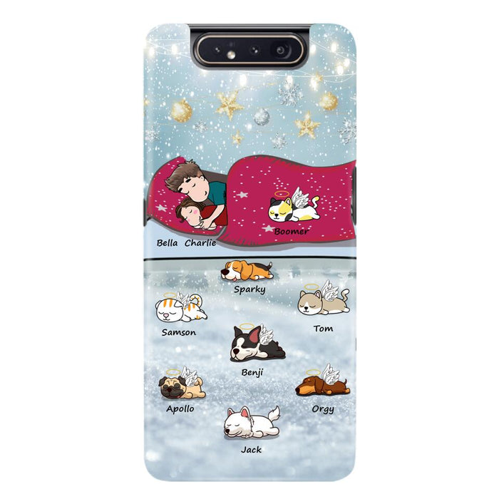 Custom Personalized Couple With Pet Phone Case - Upto 8 Pets - Best Gift For Dog/ Cat Lover - Case For Iphone And Samsung