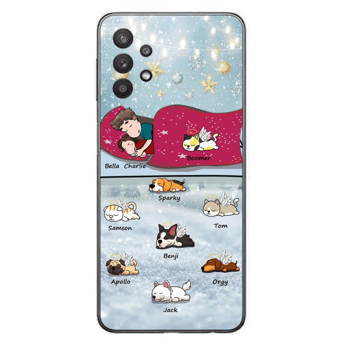 Custom Personalized Couple With Pet Phone Case - Upto 8 Pets - Best Gift For Dog/ Cat Lover - Case For Iphone And Samsung