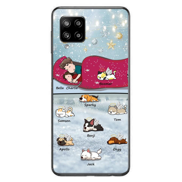 Custom Personalized Couple With Pet Phone Case - Upto 8 Pets - Best Gift For Dog/ Cat Lover - Case For Iphone And Samsung