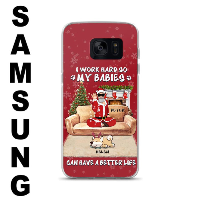 Custom Personalized Christmas Pet Dad Phone Case - Man With Upto 4 Pets - Gift For Cat/ Dog Lover - Case For iPhone And Samsung