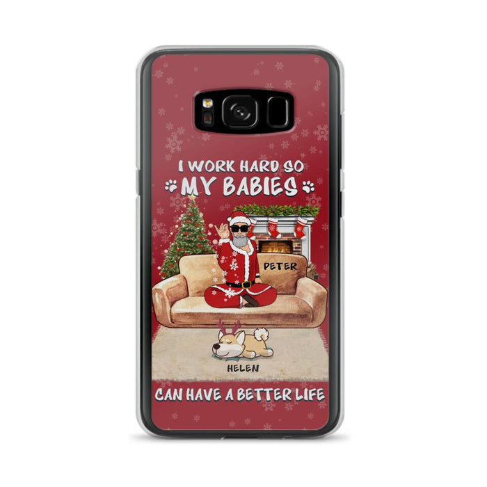 Custom Personalized Christmas Pet Dad Phone Case - Man With Upto 4 Pets - Gift For Cat/ Dog Lover - Case For iPhone And Samsung