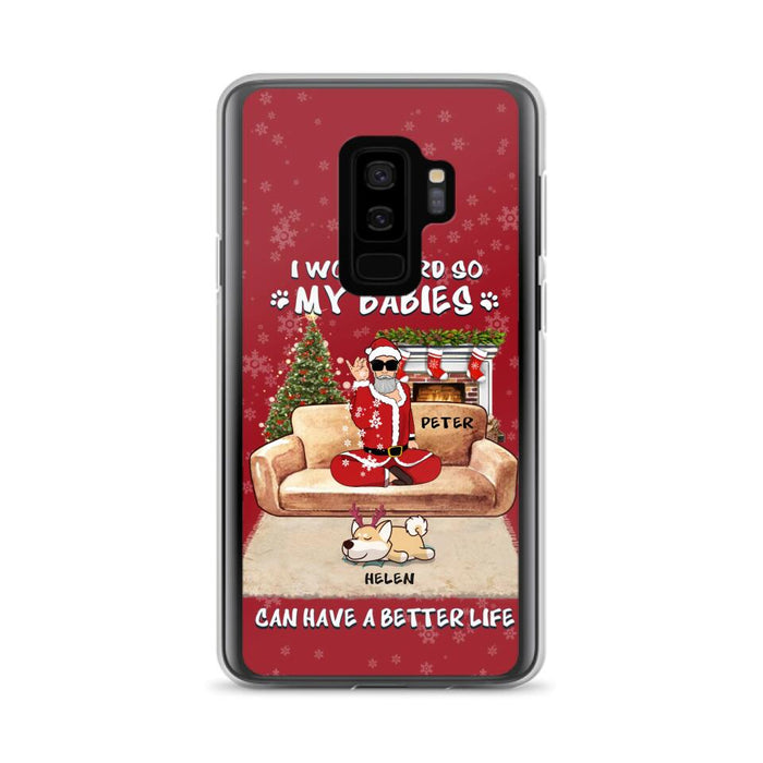 Custom Personalized Christmas Pet Dad Phone Case - Man With Upto 4 Pets - Gift For Cat/ Dog Lover - Case For iPhone And Samsung