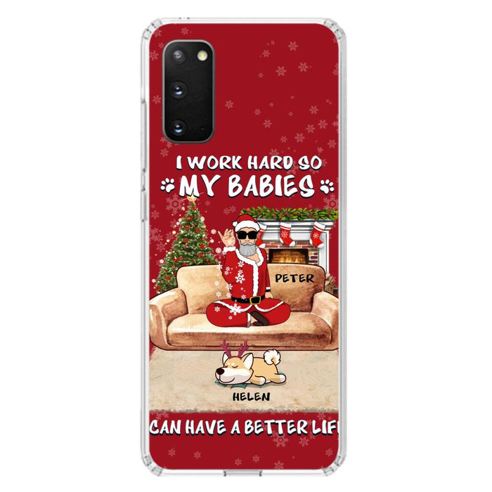 Custom Personalized Christmas Pet Dad Phone Case - Man With Upto 4 Pets - Gift For Cat/ Dog Lover - Case For iPhone And Samsung