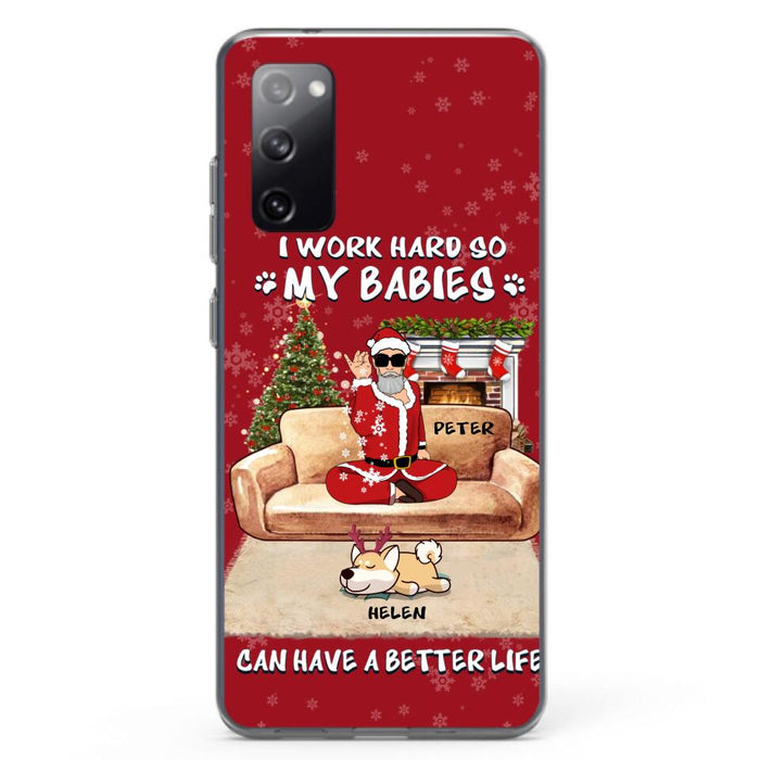 Custom Personalized Christmas Pet Dad Phone Case - Man With Upto 4 Pets - Gift For Cat/ Dog Lover - Case For iPhone And Samsung