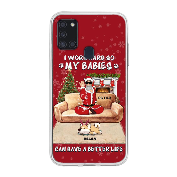 Custom Personalized Christmas Pet Dad Phone Case - Man With Upto 4 Pets - Gift For Cat/ Dog Lover - Case For iPhone And Samsung