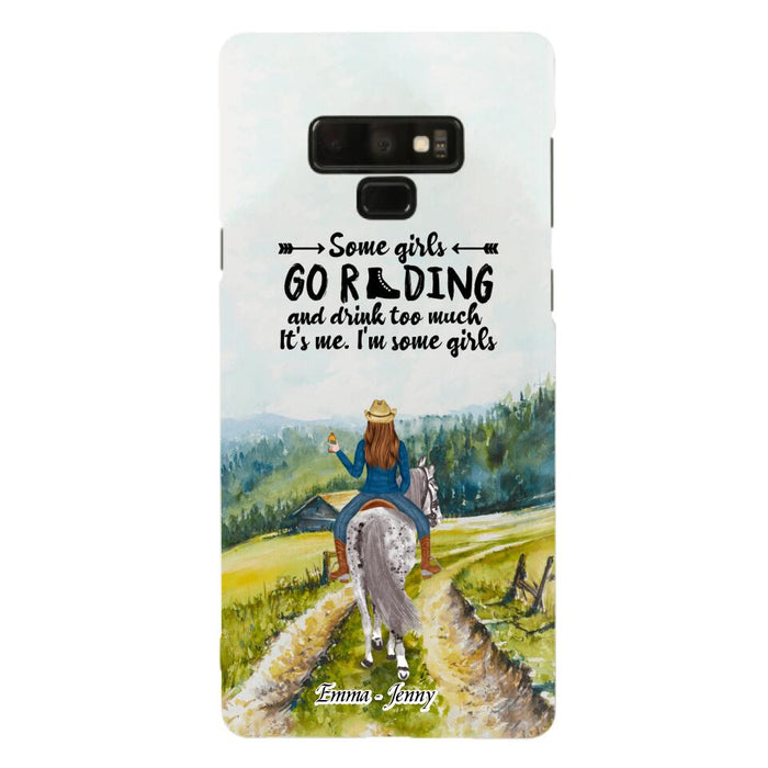 Custom Personalized Riding Horse Phone Case - Upto 2 Girls - Best Gift For Horse Lover/Friends - Some Girls Go Riding And Drink Too Much It's Me - Case For Iphone/Samsung