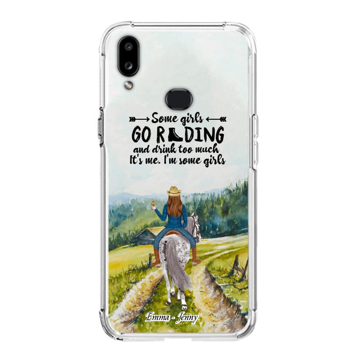 Custom Personalized Riding Horse Phone Case - Upto 2 Girls - Best Gift For Horse Lover/Friends - Some Girls Go Riding And Drink Too Much It's Me - Case For Iphone/Samsung