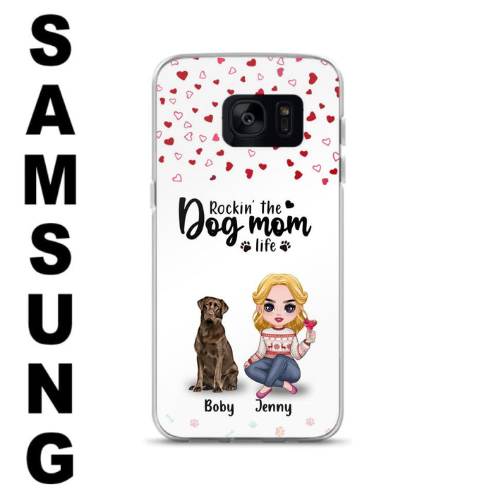 Custom Personalized Dog Mom Front Phone Case - Upto 5 Dogs - Gift Idea For Dog Lover - Rockin' The Dog Mom Life - Case For iPhone And Samsung