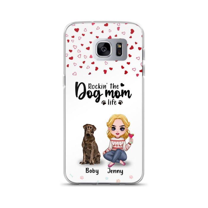 Custom Personalized Dog Mom Front Phone Case - Upto 5 Dogs - Gift Idea For Dog Lover - Rockin' The Dog Mom Life - Case For iPhone And Samsung