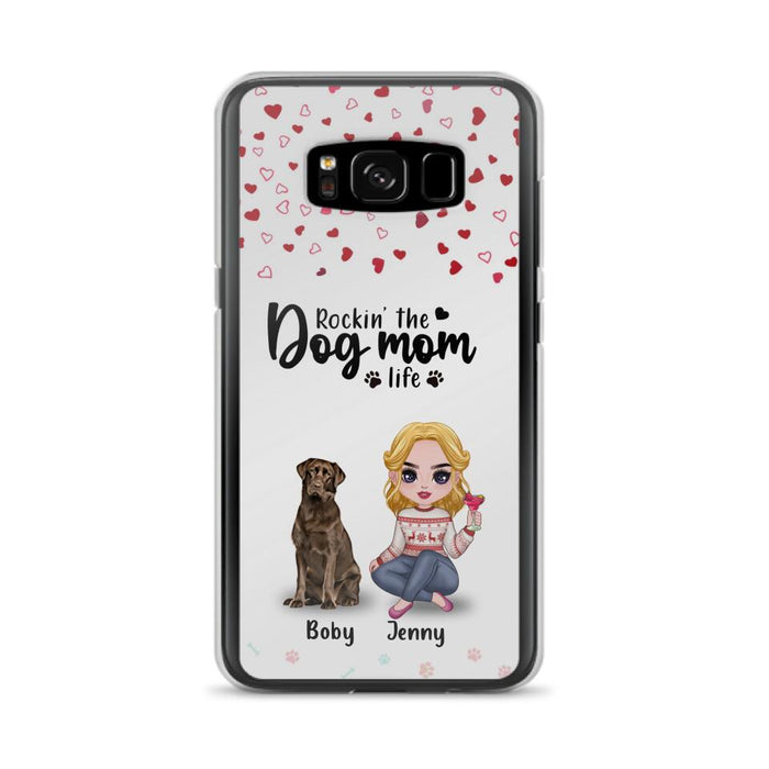 Custom Personalized Dog Mom Front Phone Case - Upto 5 Dogs - Gift Idea For Dog Lover - Rockin' The Dog Mom Life - Case For iPhone And Samsung