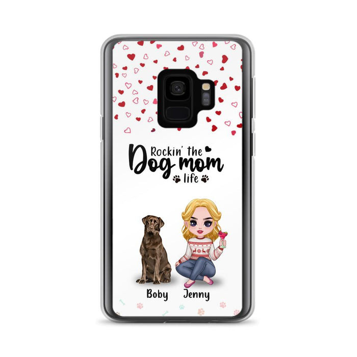 Custom Personalized Dog Mom Front Phone Case - Upto 5 Dogs - Gift Idea For Dog Lover - Rockin' The Dog Mom Life - Case For iPhone And Samsung