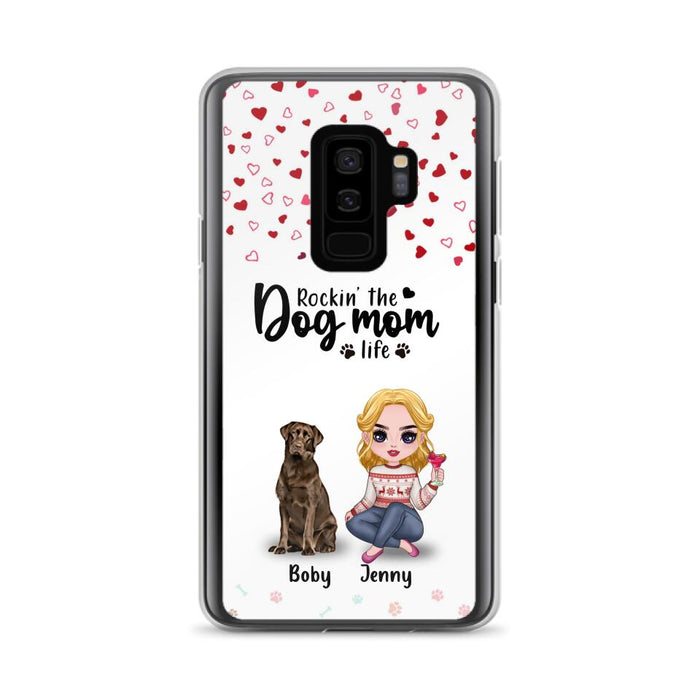 Custom Personalized Dog Mom Front Phone Case - Upto 5 Dogs - Gift Idea For Dog Lover - Rockin' The Dog Mom Life - Case For iPhone And Samsung