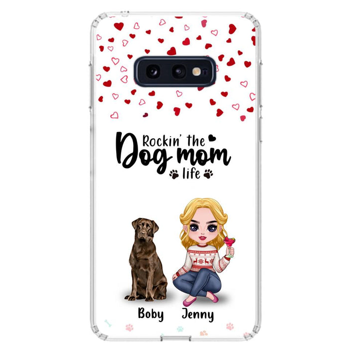 Custom Personalized Dog Mom Front Phone Case - Upto 5 Dogs - Gift Idea For Dog Lover - Rockin' The Dog Mom Life - Case For iPhone And Samsung