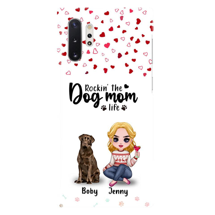 Custom Personalized Dog Mom Front Phone Case - Upto 5 Dogs - Gift Idea For Dog Lover - Rockin' The Dog Mom Life - Case For iPhone And Samsung