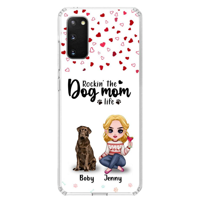 Custom Personalized Dog Mom Front Phone Case - Upto 5 Dogs - Gift Idea For Dog Lover - Rockin' The Dog Mom Life - Case For iPhone And Samsung