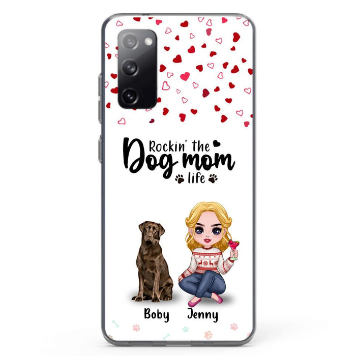 Custom Personalized Dog Mom Front Phone Case - Upto 5 Dogs - Gift Idea For Dog Lover - Rockin' The Dog Mom Life - Case For iPhone And Samsung