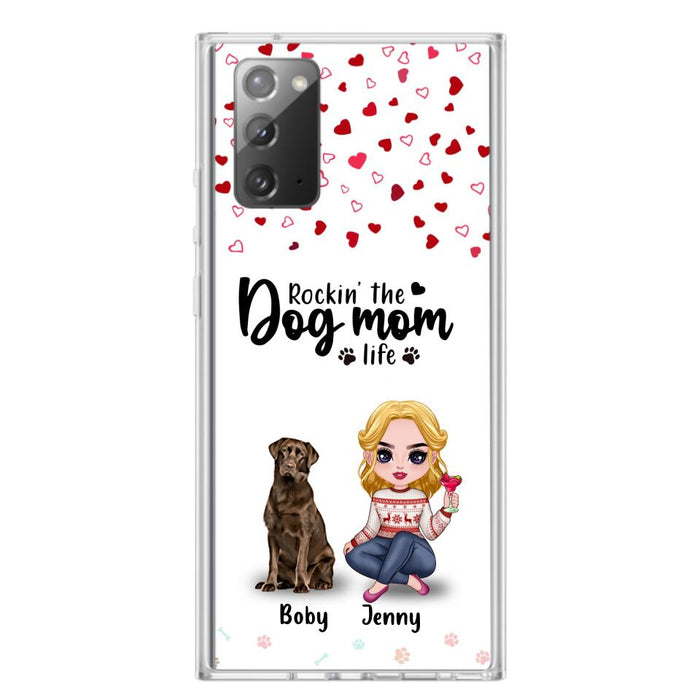 Custom Personalized Dog Mom Front Phone Case - Upto 5 Dogs - Gift Idea For Dog Lover - Rockin' The Dog Mom Life - Case For iPhone And Samsung