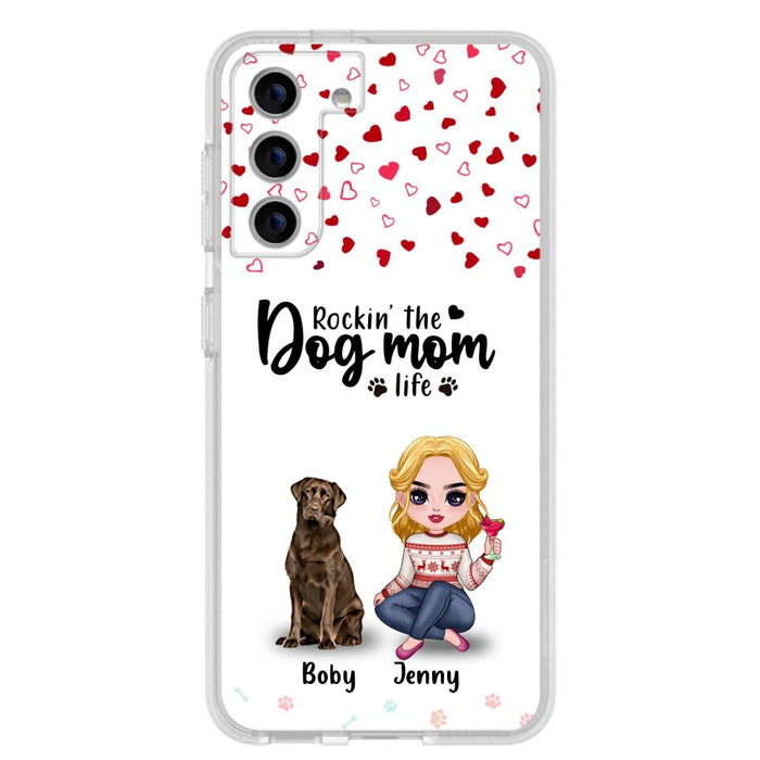 Custom Personalized Dog Mom Front Phone Case - Upto 5 Dogs - Gift Idea For Dog Lover - Rockin' The Dog Mom Life - Case For iPhone And Samsung