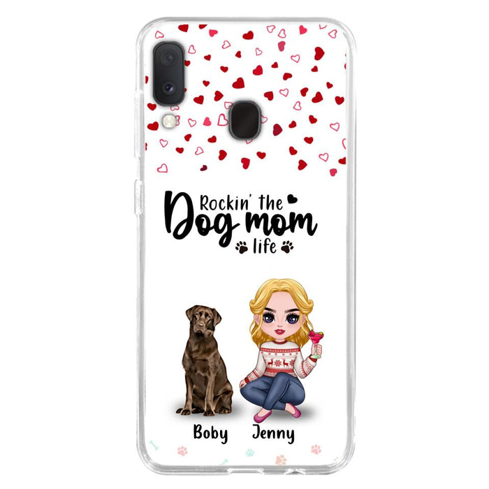 Custom Personalized Dog Mom Front Phone Case - Upto 5 Dogs - Gift Idea For Dog Lover - Rockin' The Dog Mom Life - Case For iPhone And Samsung