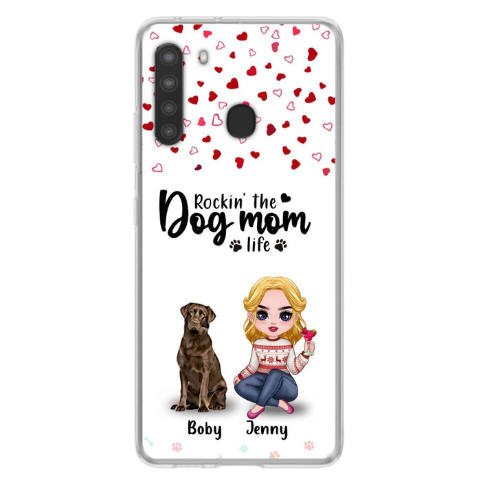 Custom Personalized Dog Mom Front Phone Case - Upto 5 Dogs - Gift Idea For Dog Lover - Rockin' The Dog Mom Life - Case For iPhone And Samsung