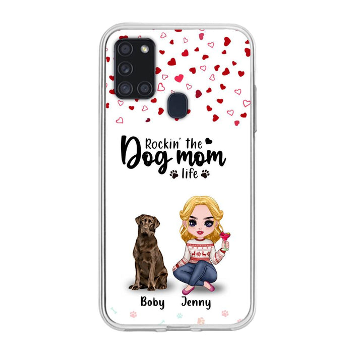 Custom Personalized Dog Mom Front Phone Case - Upto 5 Dogs - Gift Idea For Dog Lover - Rockin' The Dog Mom Life - Case For iPhone And Samsung