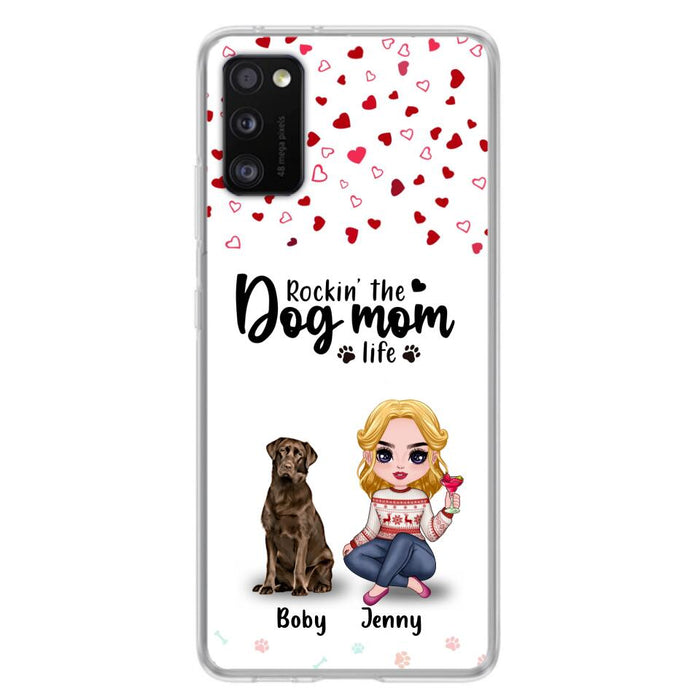 Custom Personalized Dog Mom Front Phone Case - Upto 5 Dogs - Gift Idea For Dog Lover - Rockin' The Dog Mom Life - Case For iPhone And Samsung