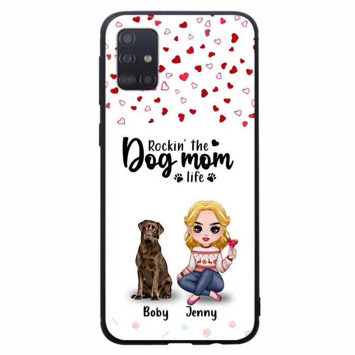 Custom Personalized Dog Mom Front Phone Case - Upto 5 Dogs - Gift Idea For Dog Lover - Rockin' The Dog Mom Life - Case For iPhone And Samsung