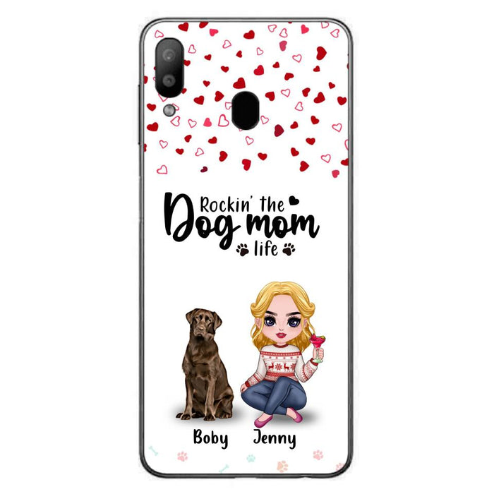 Custom Personalized Dog Mom Front Phone Case - Upto 5 Dogs - Gift Idea For Dog Lover - Rockin' The Dog Mom Life - Case For iPhone And Samsung