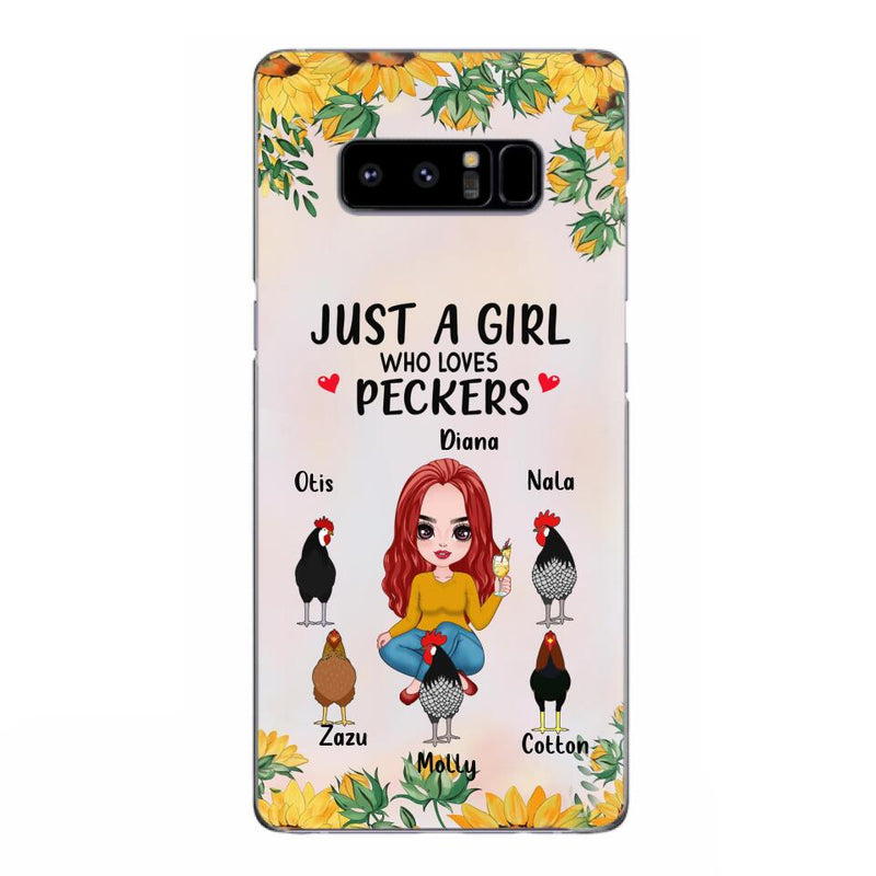 Personalized Chickens Phone Case - Up to 5 Chickens - Just A Girl Who Loves Peckers