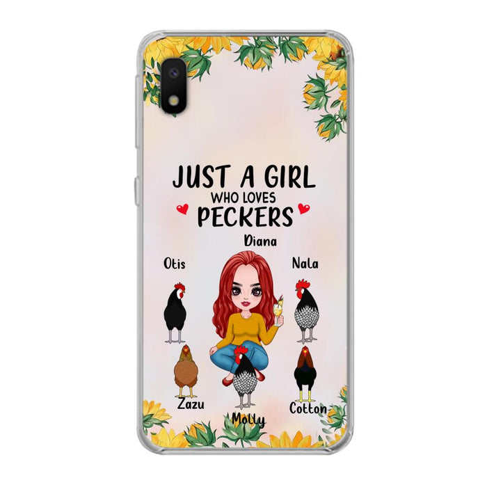 Custom Personalized Chickens Phone Case - Up to 5 Chickens - Just A Girl Who Loves Peckers