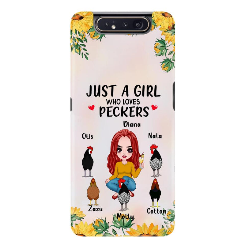 Personalized Chickens Phone Case - Up to 5 Chickens - Just A Girl Who Loves Peckers