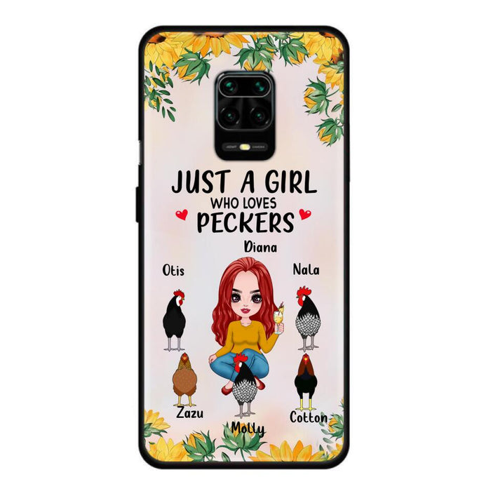 Custom Personalized Chickens Phone Case - Up to 5 Chickens - Just A Girl Who Loves Peckers