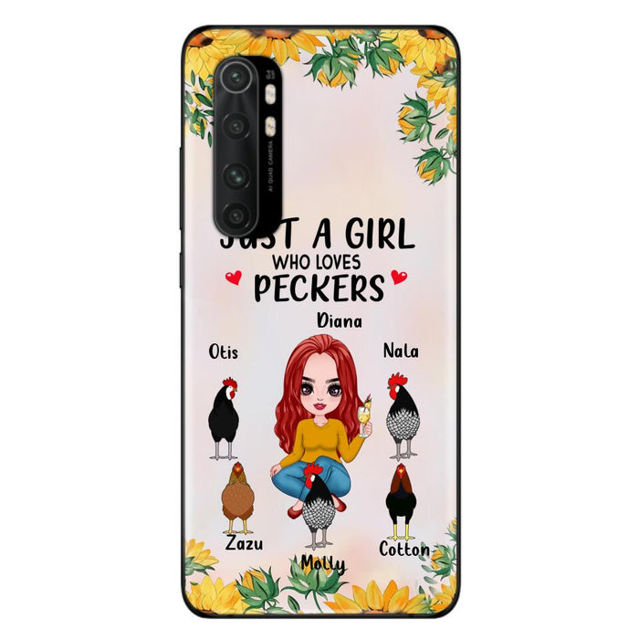 Custom Personalized Chickens Phone Case - Up to 5 Chickens - Just A Girl Who Loves Peckers