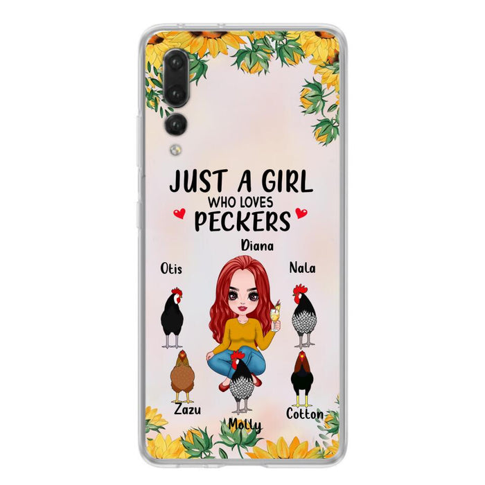 Custom Personalized Chickens Phone Case - Up to 5 Chickens - Just A Girl Who Loves Peckers