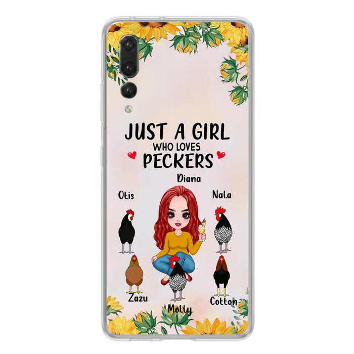 Custom Personalized Chickens Phone Case - Up to 5 Chickens - Just A Girl Who Loves Peckers