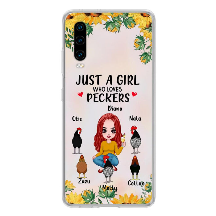 Custom Personalized Chickens Phone Case - Up to 5 Chickens - Just A Girl Who Loves Peckers