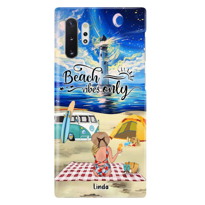 Custom Personalized Camping Beach Phone Case - Upto 4 People - Best Gift For Camping/Couple Lover - The Beach Is Our Happy Place - Case For iPhone And Samsung