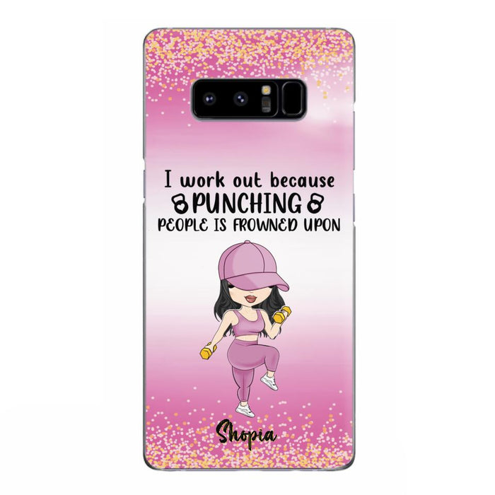 Custom Personalized Gym Girl Chibi Phone Case - Gift Idea For Gym Lovers - I Worked Out Because Punching People Is Frowned Upon - Cases For iPhone And Samsung