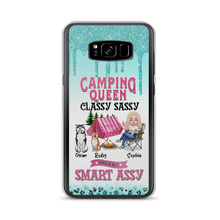 Custom Personalized Camping Phone Case - Gift for Camping Lovers, Dog Mom - Camping Queen Dog Mom - Up to 2 Dogs - Camping Queen classy sassy and a bit smart assy