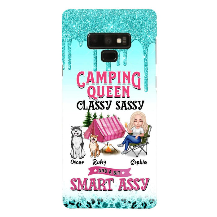 Custom Personalized Camping Phone Case - Gift for Camping Lovers, Dog Mom - Camping Queen Dog Mom - Up to 2 Dogs - Camping Queen classy sassy and a bit smart assy