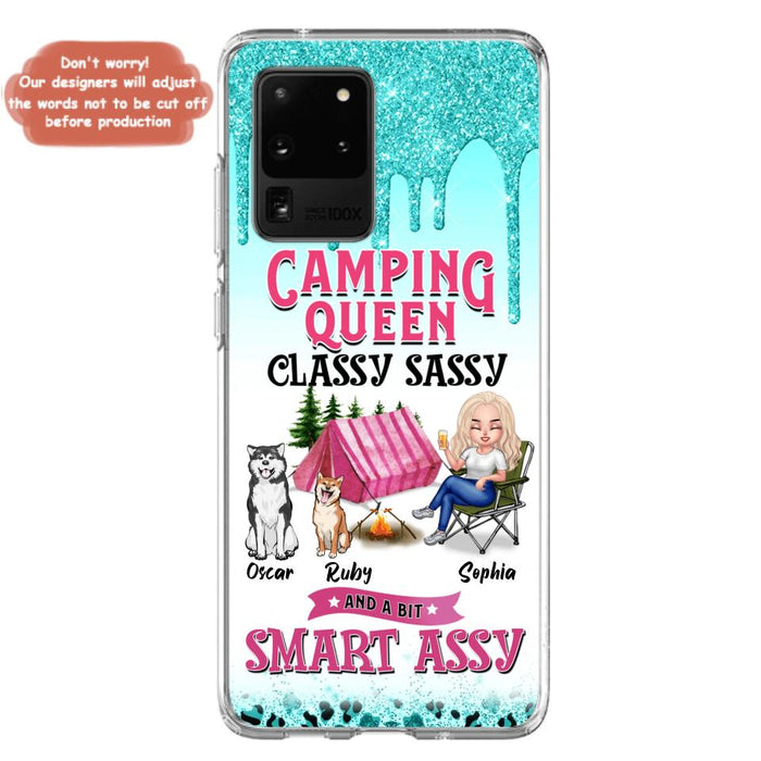 Custom Personalized Camping Phone Case - Gift for Camping Lovers, Dog Mom - Camping Queen Dog Mom - Up to 2 Dogs - Camping Queen classy sassy and a bit smart assy