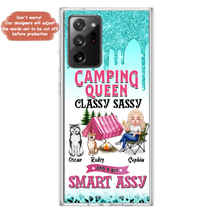 Custom Personalized Camping Phone Case - Gift for Camping Lovers, Dog Mom - Camping Queen Dog Mom - Up to 2 Dogs - Camping Queen classy sassy and a bit smart assy