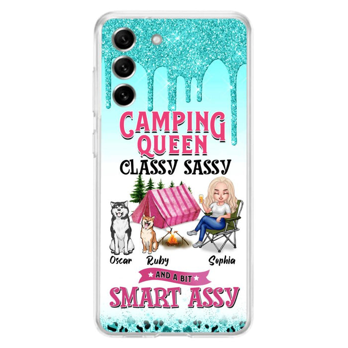 Custom Personalized Camping Phone Case - Gift for Camping Lovers, Dog Mom - Camping Queen Dog Mom - Up to 2 Dogs - Camping Queen classy sassy and a bit smart assy