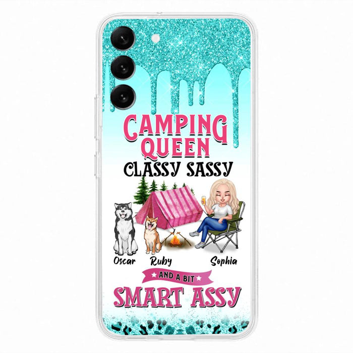 Custom Personalized Camping Phone Case - Gift for Camping Lovers, Dog Mom - Camping Queen Dog Mom - Up to 2 Dogs - Camping Queen classy sassy and a bit smart assy