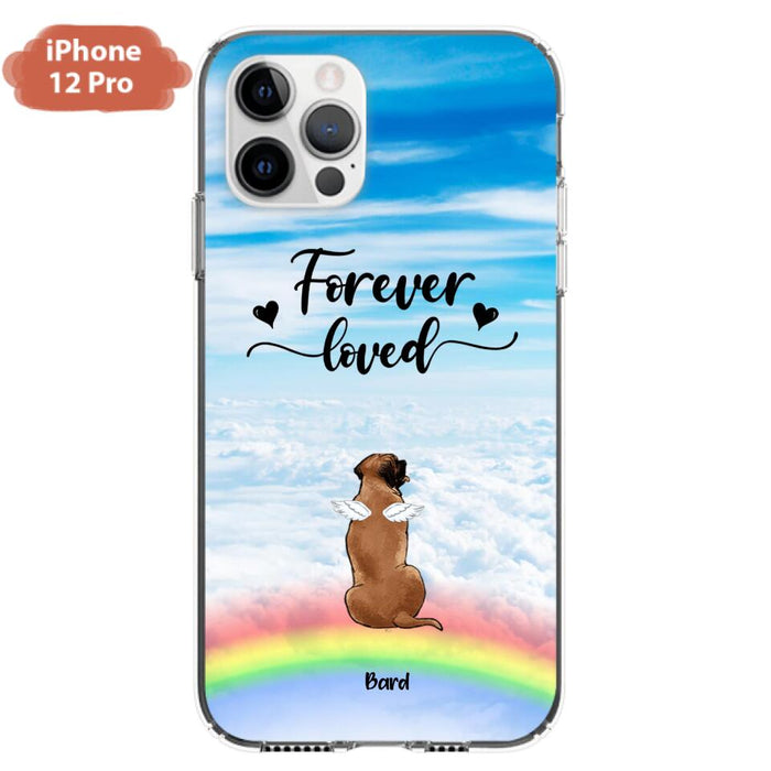 Custom Personalized Memorial Pets Phone Case - Upto 5 Pets - Memorial Gift For Dog Lovers/Cat Lovers - Forever Loved - Phone Case For iPhone And Samsung - AXSIO5