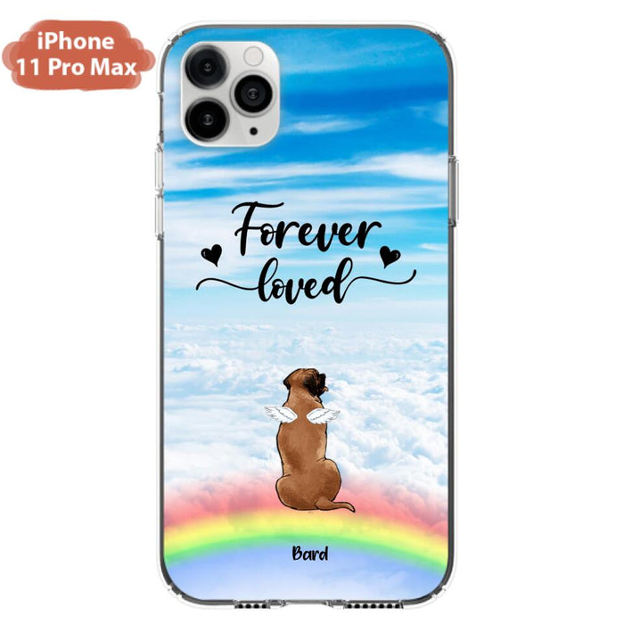 Custom Personalized Memorial Pets Phone Case - Upto 5 Pets - Memorial Gift For Dog Lovers/Cat Lovers - Forever Loved - Phone Case For iPhone And Samsung - AXSIO5